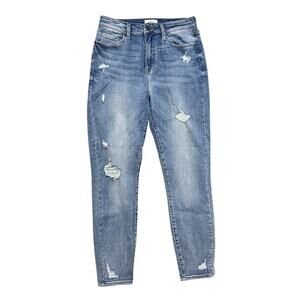 Pistola High Rise Distressed Skinny Jeans size 29 Medium Wash Blue Stretch Denim